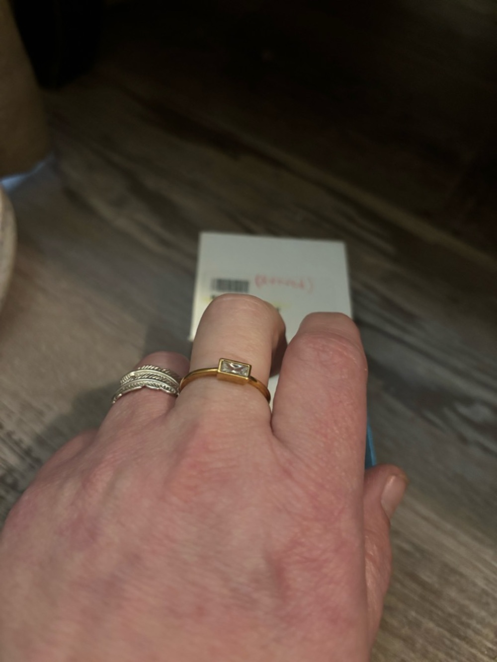 Touchstone Crystal Gold Tone Rectangular Clear Gem Ring